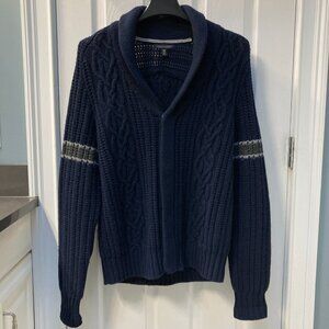 Banana Republic Wool Full Zip Snap Button Cardigan Sweater Cowl Neck Size Large